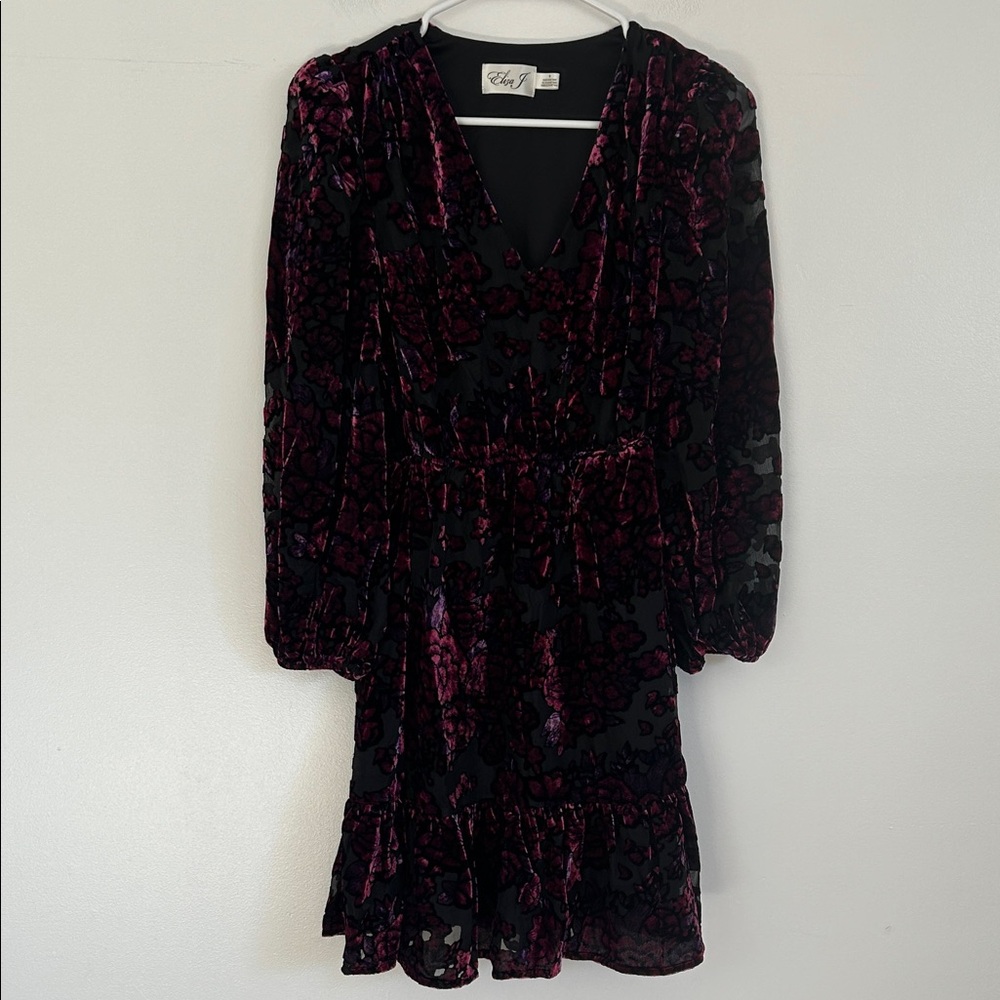 Eliza J Black and Purple Velvet Dress
